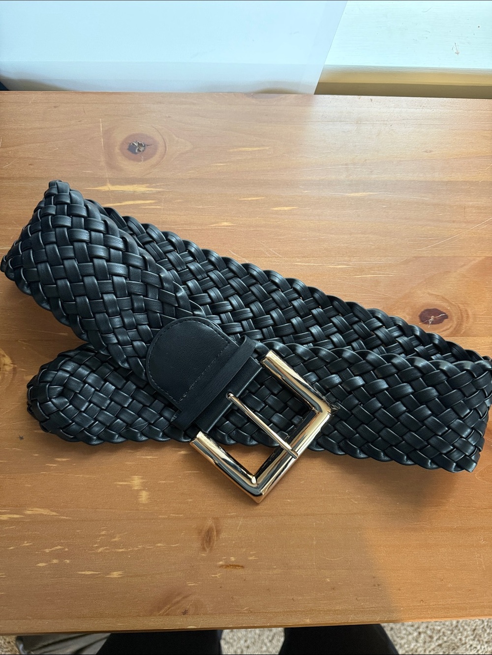 ASOS Black Braided Belt with Gold Buckle